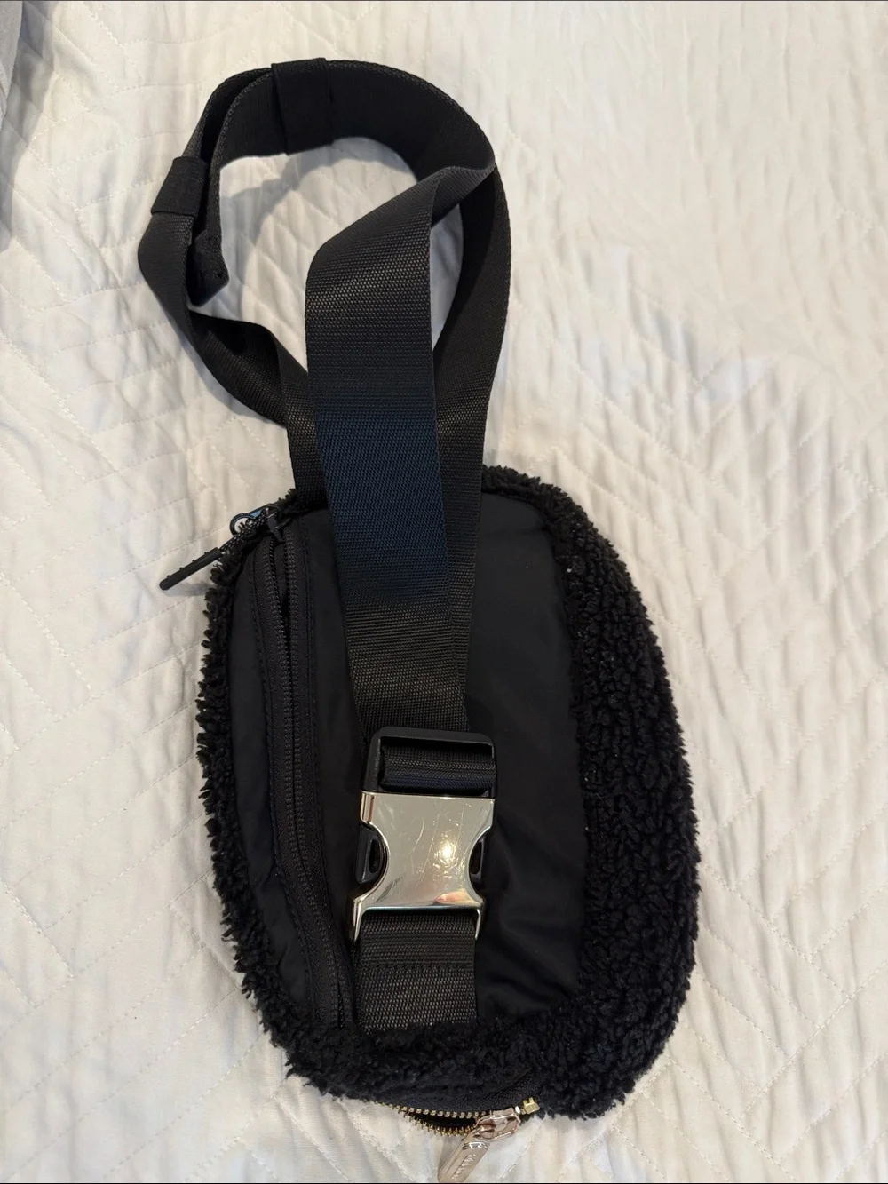 lululemon athletica Black Sherpa Waist Pack with Gold Zipper